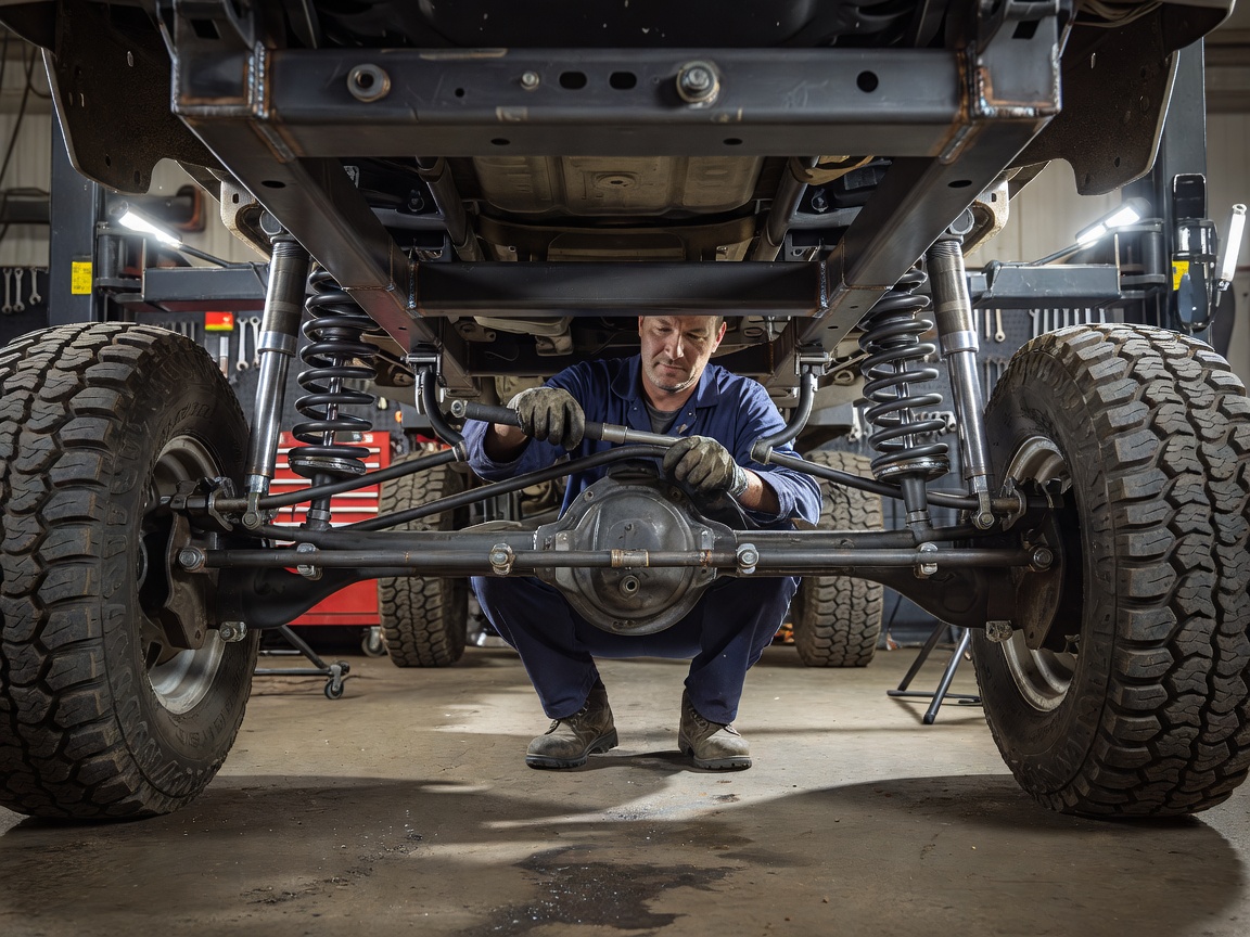 Heavy-duty four-wheel drive chassis and all-terrain suspension inspection